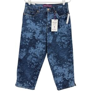 Gloria Vanderbilt Women's Amanda Capri Jeans Abstract Floral Stretch Size 8 NWT